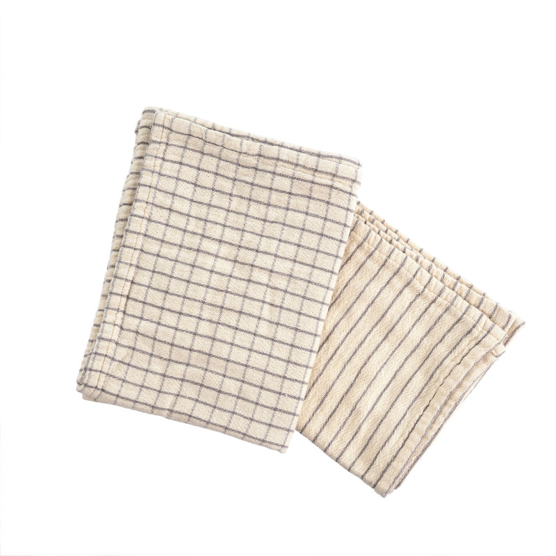 stripe + grid tea towels (set of 2)
