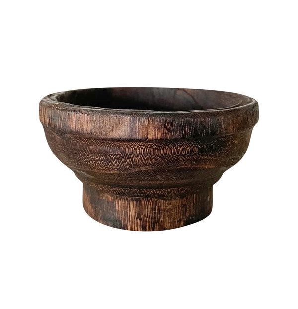 Footed wood bowl