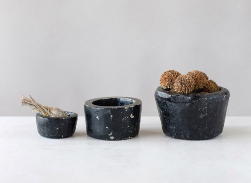 Textured Black Granite Bowls